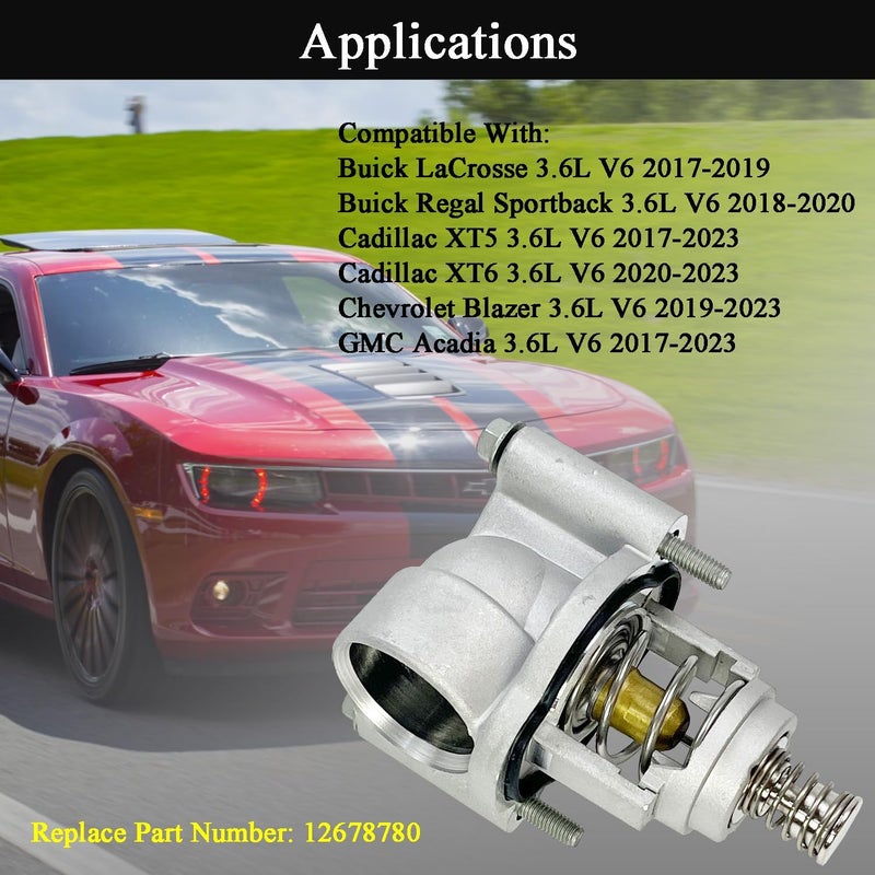 LLANNDER Aluminum Engine Coolant Thermostat Housing Assembly Compatible with 2017-2023 Buick Cadillac Chevy GMC Vehicles - LaCrosse Regal XT5 XT6 Blazer Acadia 3.6L, Replaces 12678780 - Image 5
